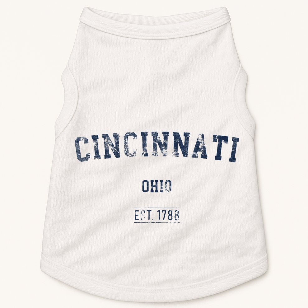 Cincinnati Ohio Distressed Text Sport Style Doggie Tank