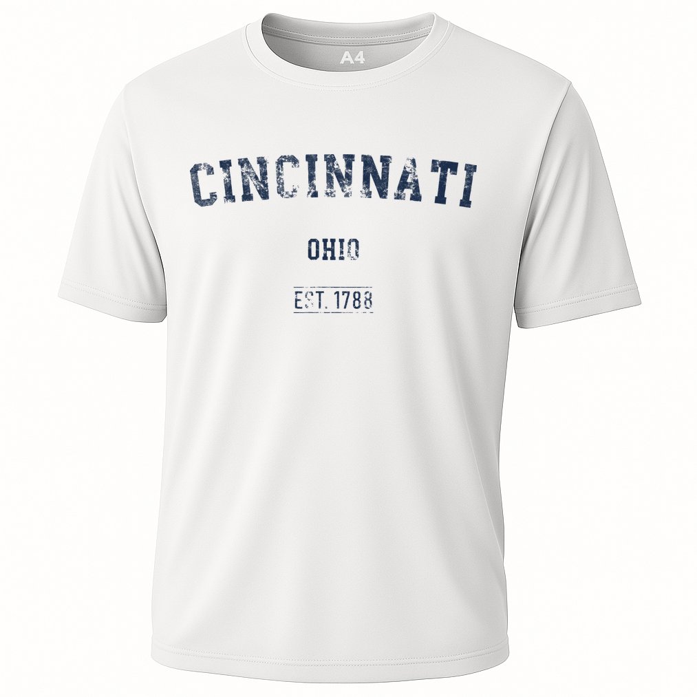 Cincinnati Ohio Distressed Text Sport Style Performance Shirt