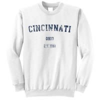 Cincinnati Ohio Distressed Text Sport Style Sweatshirt