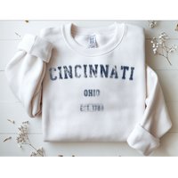 Cincinnati Ohio Distressed Text Sport Style Sweatshirt