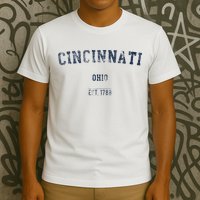 Cincinnati Ohio Distressed Text Sport Style T-Shirt