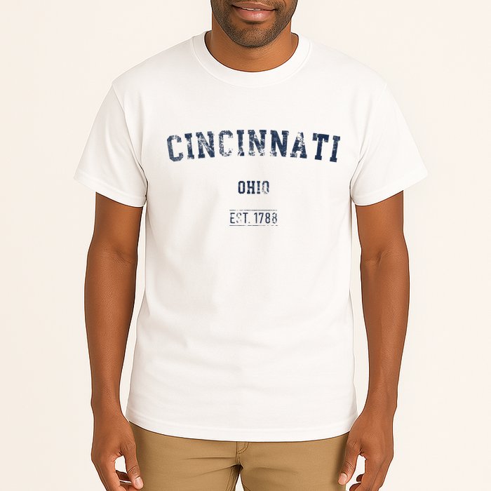 Cincinnati Ohio Distressed Text Sport Style Tall T-Shirt