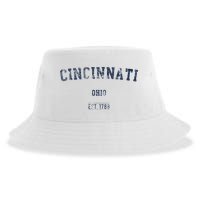 Cincinnati Ohio Distressed Text Sport Style Sustainable Bucket Hat