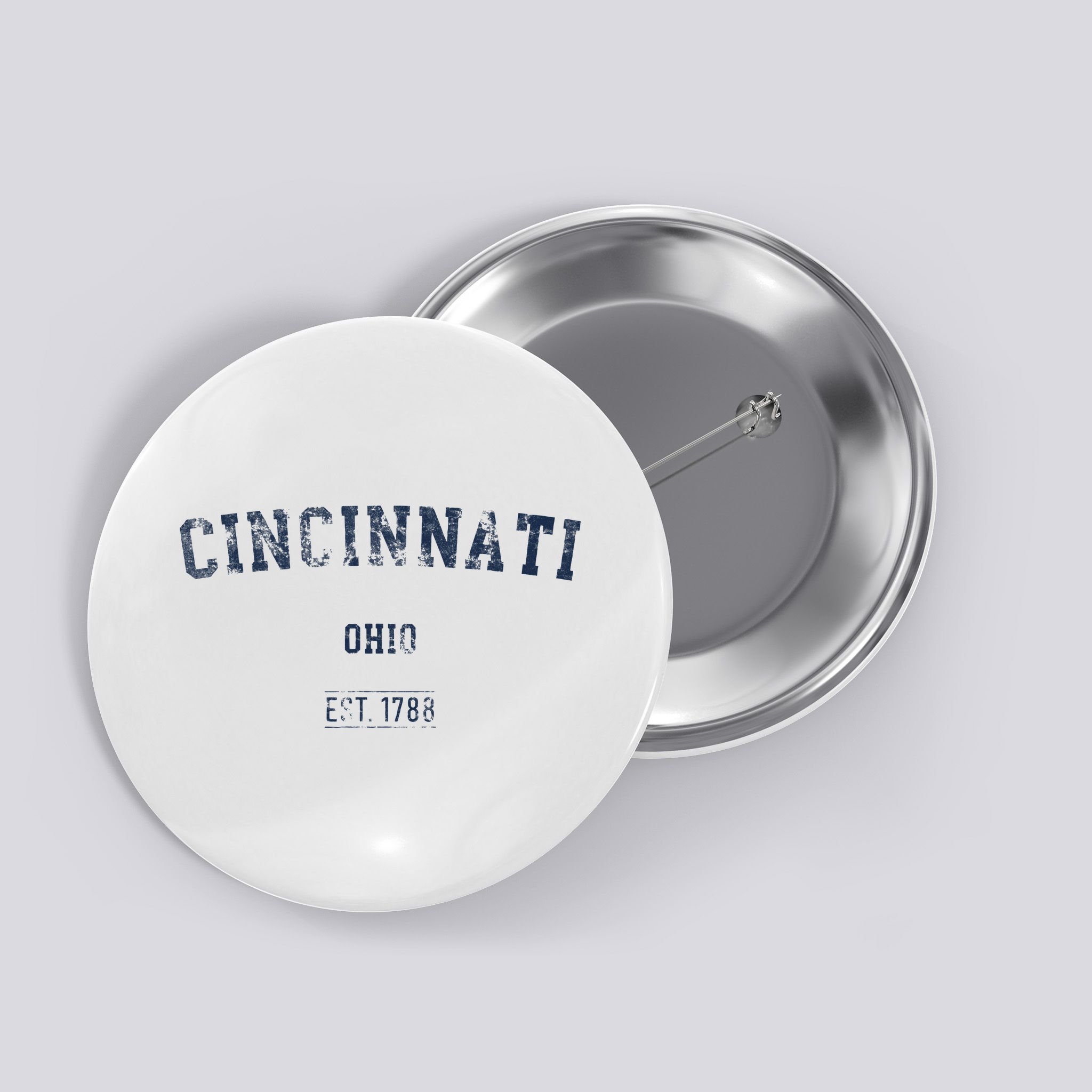 Cincinnati Ohio Distressed Text Sport Style Button