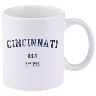 Cincinnati Ohio Distressed Text Sport Style 11oz C Handle Ceramic Mug