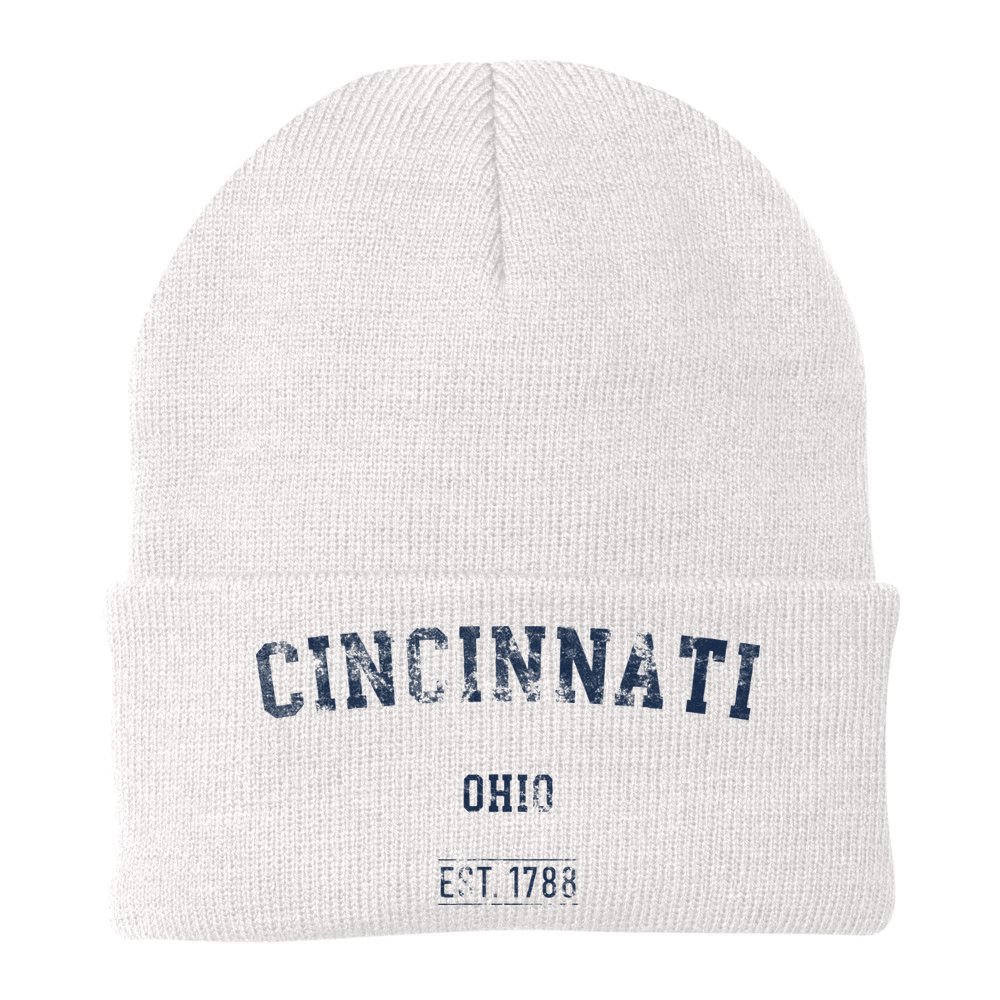 Cincinnati Ohio Distressed Text Sport Style Beanie