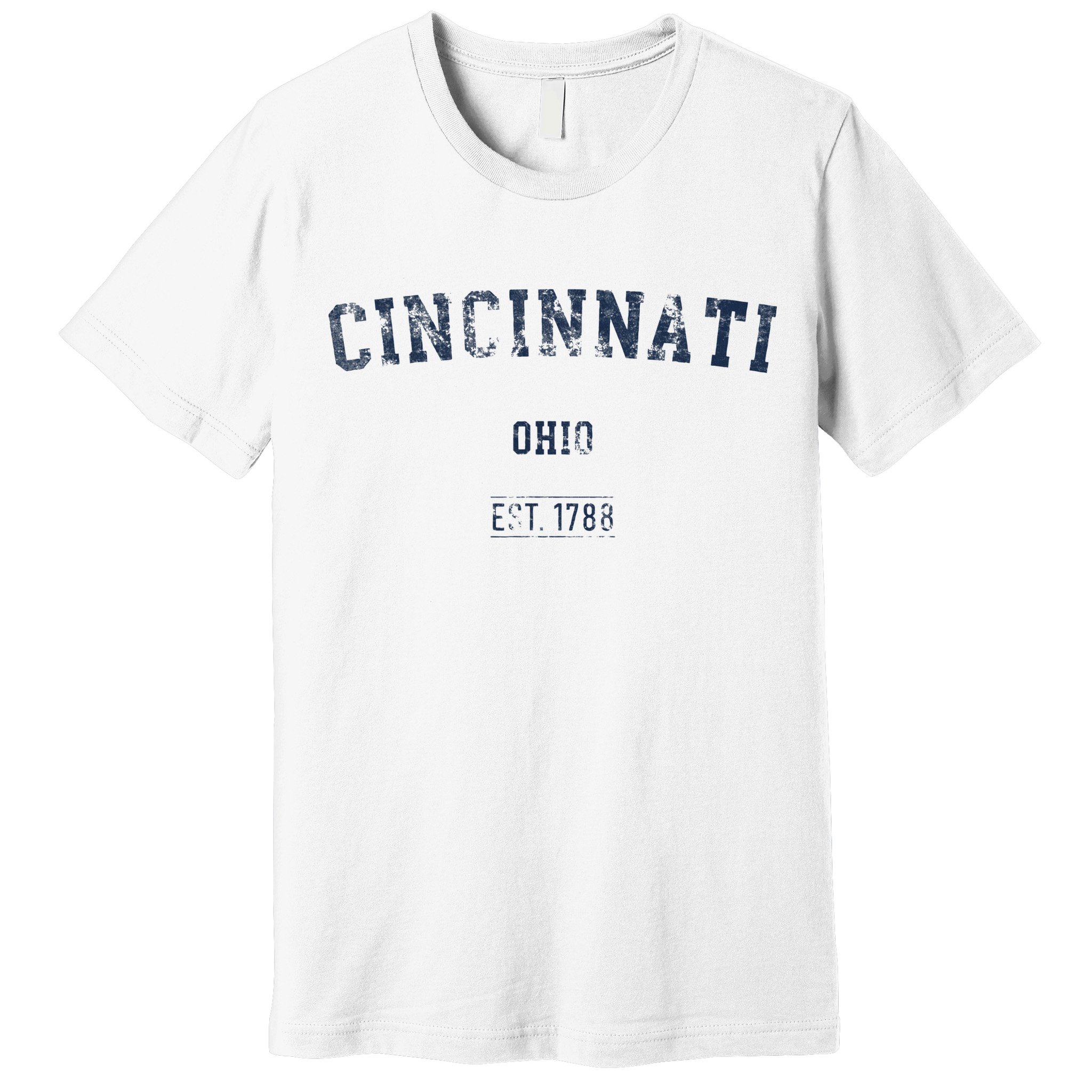 Cincinnati Ohio Distressed Text Sport Style Premium T-Shirt