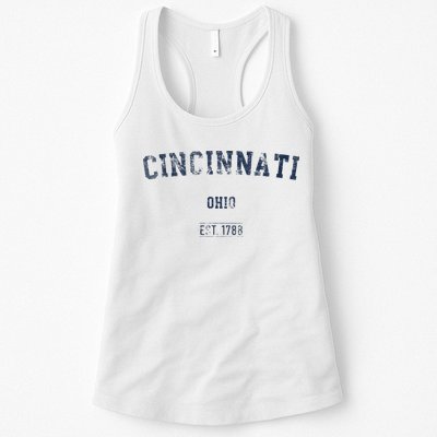 Cincinnati Ohio Distressed Text Sport Style Womens Tank Top