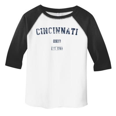 Cincinnati Ohio Distressed Text Sport Style Toddler Fine Jersey T-Shirt