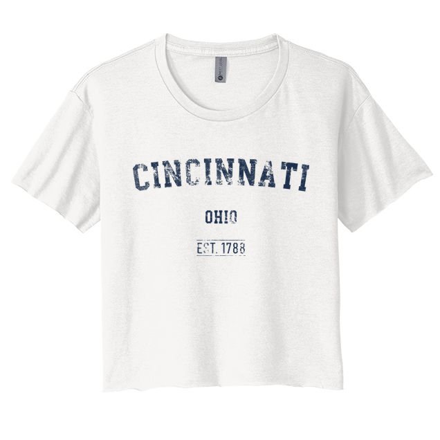 Cincinnati Ohio Distressed Text Sport Style Crop Top