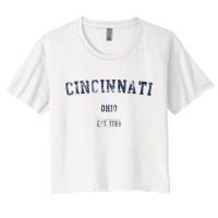 Cincinnati Ohio Distressed Text Sport Style Crop Top