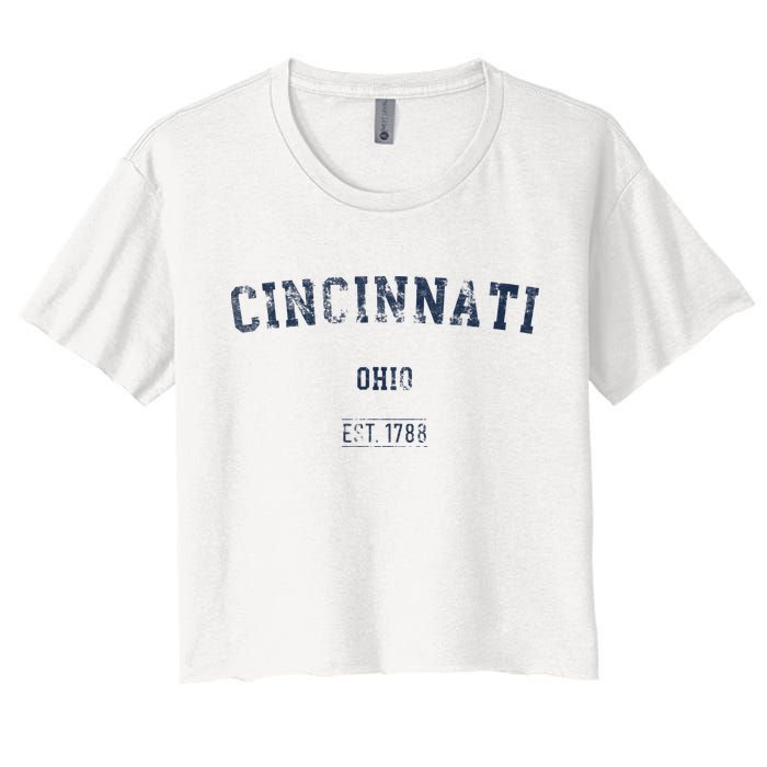 Cincinnati Ohio Distressed Text Sport Style Crop Top