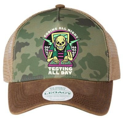 Coding All Night Testing All Day Skeleton Legacy Tie Dye Trucker Hat