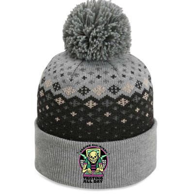 Coding All Night Testing All Day Skeleton The Baniff Cuffed Pom Beanie