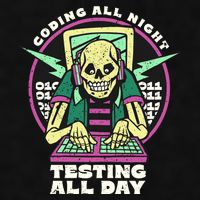 Coding All Night Testing All Day Skeleton Ladies PosiCharge Tri-Blend Wicking Tank