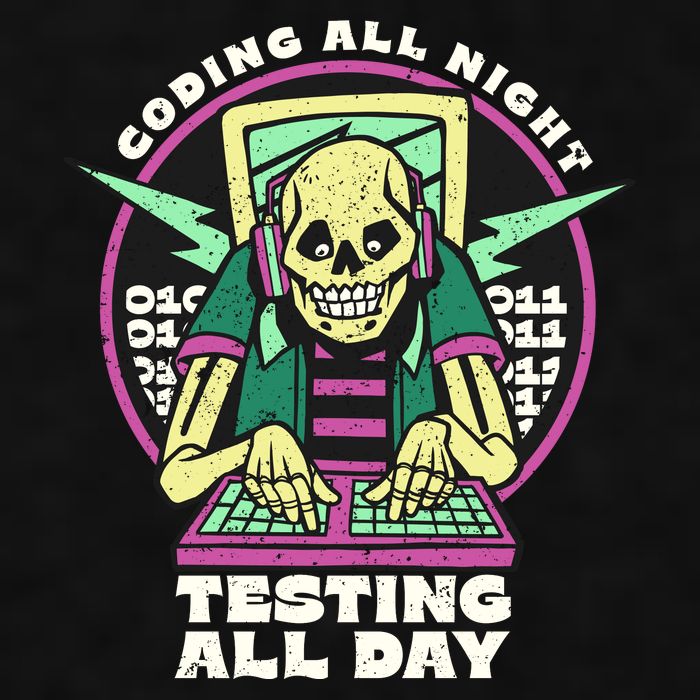 Coding All Night Testing All Day Skeleton Ladies PosiCharge Tri-Blend Wicking Tank