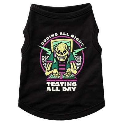 Coding All Night Testing All Day Skeleton Doggie Tank