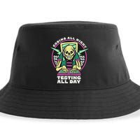 Coding All Night Testing All Day Skeleton Sustainable Bucket Hat