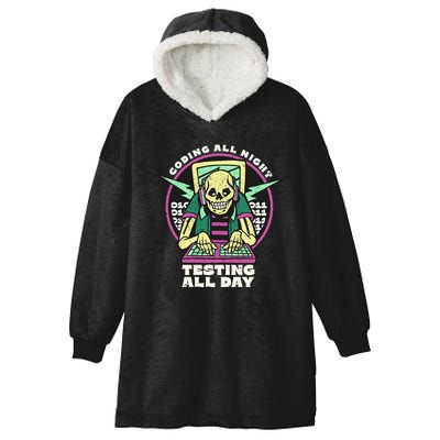 Coding All Night Testing All Day Skeleton Hooded Wearable Blanket