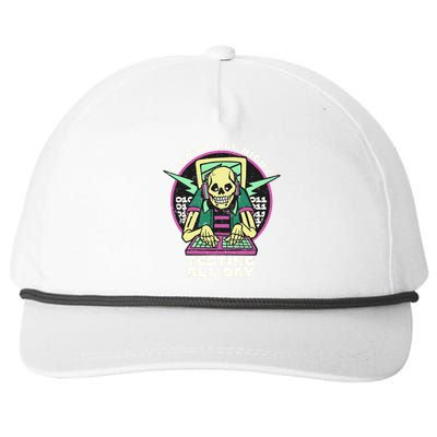 Coding All Night Testing All Day Skeleton Snapback Five-Panel Rope Hat