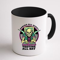 Coding All Night Testing All Day Skeleton Mug