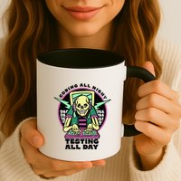 Coding All Night Testing All Day Skeleton Mug