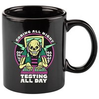 Coding All Night Testing All Day Skeleton 11oz C Handle Ceramic Mug