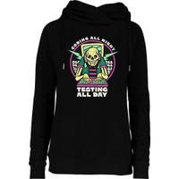 Coding All Night Testing All Day Skeleton Womens Funnel Neck Pullover Hood
