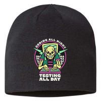 Coding All Night Testing All Day Skeleton Sustainable Beanie