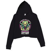 Coding All Night Testing All Day Skeleton Crop Fleece Hoodie