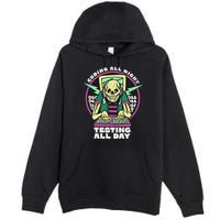 Coding All Night Testing All Day Skeleton Premium Pullover Hoodie