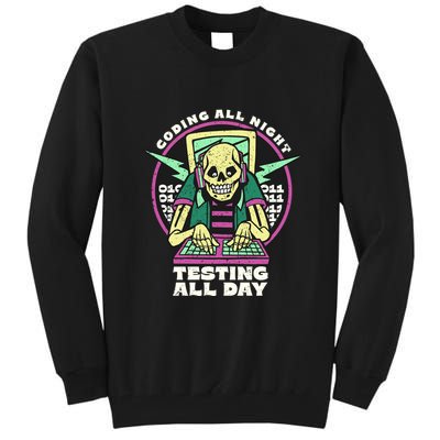 Coding All Night Testing All Day Skeleton Tall Sweatshirt