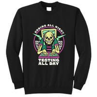 Coding All Night Testing All Day Skeleton Tall Sweatshirt