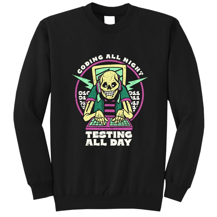 Coding All Night Testing All Day Skeleton Tall Sweatshirt