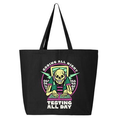 Coding All Night Testing All Day Skeleton 25L Jumbo Tote