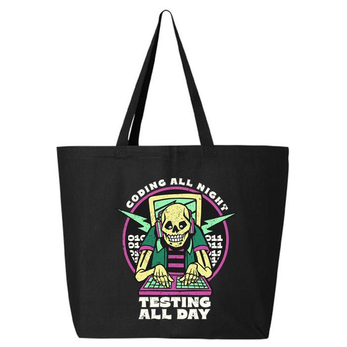 Coding All Night Testing All Day Skeleton 25L Jumbo Tote