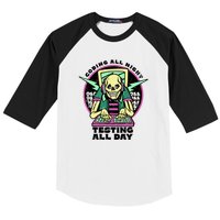 Coding All Night Testing All Day Skeleton Baseball Sleeve Shirt