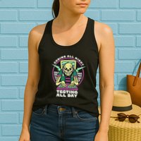 Coding All Night Testing All Day Skeleton Womens Tank Top