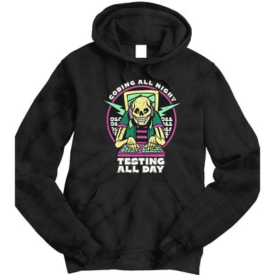Coding All Night Testing All Day Skeleton Tie Dye Hoodie