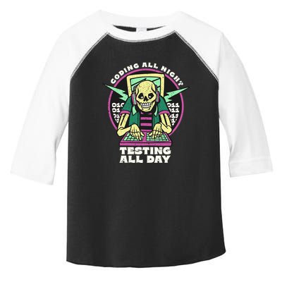 Coding All Night Testing All Day Skeleton Toddler Fine Jersey T-Shirt