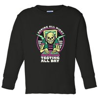 Coding All Night Testing All Day Skeleton Toddler Long Sleeve Shirt
