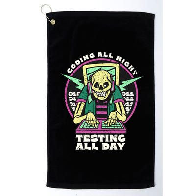 Coding All Night Testing All Day Skeleton Golf Towel