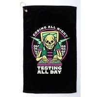 Coding All Night Testing All Day Skeleton Golf Towel