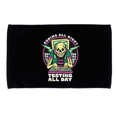 Coding All Night Testing All Day Skeleton Microfiber Hand Towel