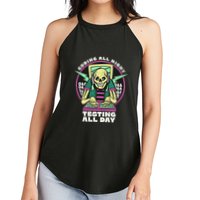 Coding All Night Testing All Day Skeleton Women's Perfect Tri Rocker Tank