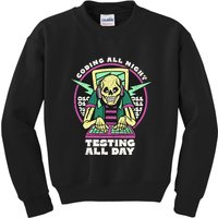Coding All Night Testing All Day Skeleton Kids Sweatshirt