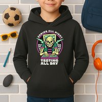 Coding All Night Testing All Day Skeleton Kids Hoodie
