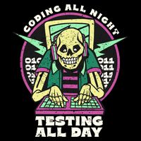 Coding All Night Testing All Day Skeleton Full Zip Hoodie