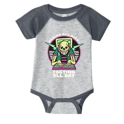 Coding All Night Testing All Day Skeleton Infant Baby Jersey Bodysuit