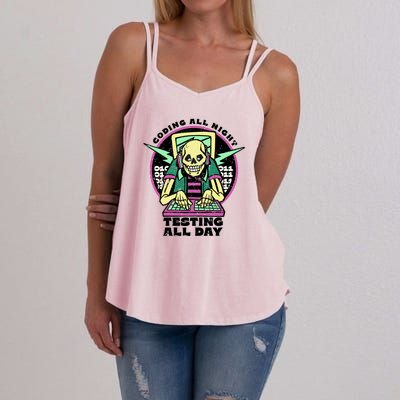 Coding All Night Testing All Day Skeleton Women's Strappy Tank